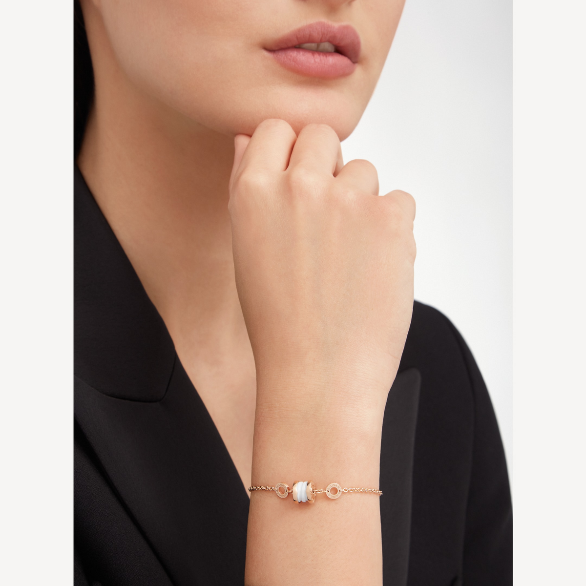 [Triumph Jewelry]ZERO 1 SOFT PINK GOLD AND WHITE CERAMIC BRACELET