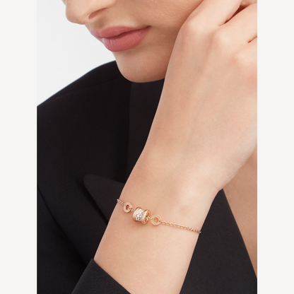 [Triumph Jewelry]ZERO 1 SOFT PINK GOLD WITH PAVED DIAMONDS ON THE SPIRAL BRACELET