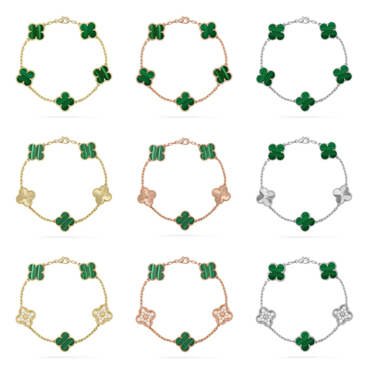 [Triumph Jewelry] CLOVER 5 MOTIF MALACHITE BRACELET COLLECTION
