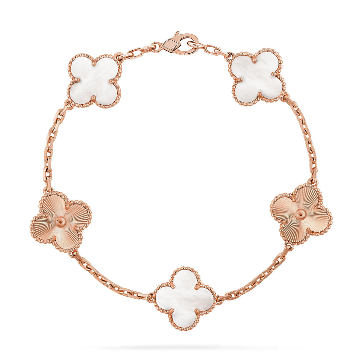 [Triumph Jewelry]CLOVER WHITE PEARL MOP 5 MOTIF BRACELET COLLECTION