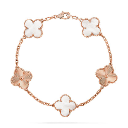 [Triumph Jewelry]CLOVER WHITE PEARL MOP 5 MOTIF BRACELET COLLECTION