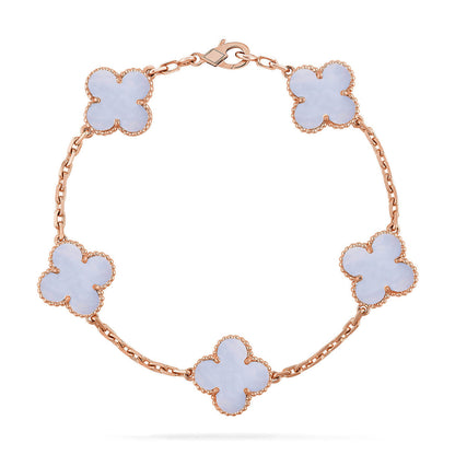 [Triumph Jewelry] CLOVER 5 MOTIF PURPLE CHALCEDONY BRACELET COLLECTION