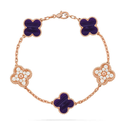 [Triumph Jewelry]CLOVER 5 MOTIF PURPLE STRIPES BRACELET COLLECTION