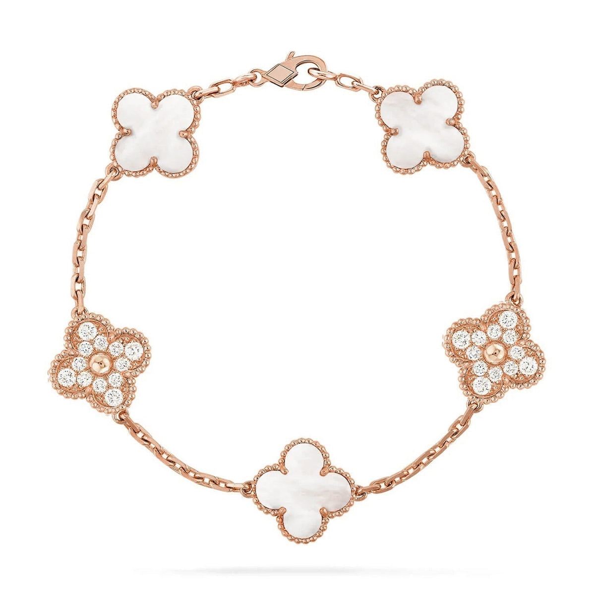 [Triumph Jewelry]CLOVER WHITE PEARL MOP 5 MOTIF BRACELET COLLECTION