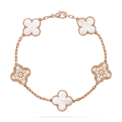 [Triumph Jewelry]CLOVER WHITE PEARL MOP 5 MOTIF BRACELET COLLECTION