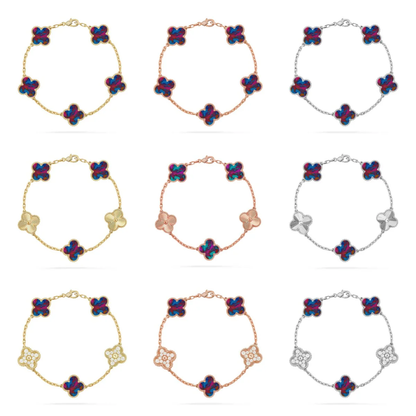 [Triumph Jewelry]CLOVER 5 MOTIF COLOR GEMSTONES BRACELET COLLECTION