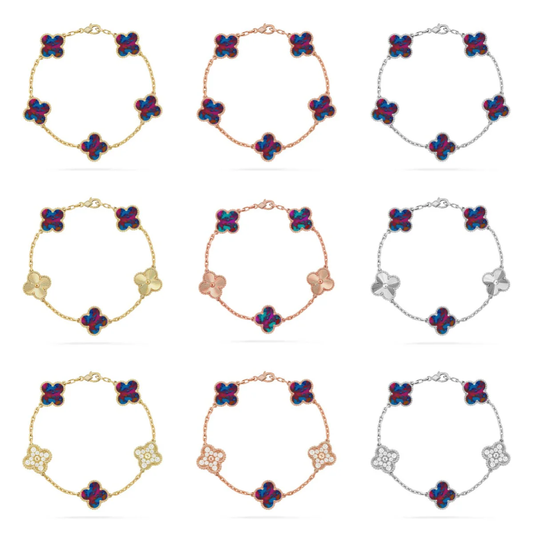 [Triumph Jewelry]CLOVER 5 MOTIF COLOR GEMSTONES BRACELET COLLECTION