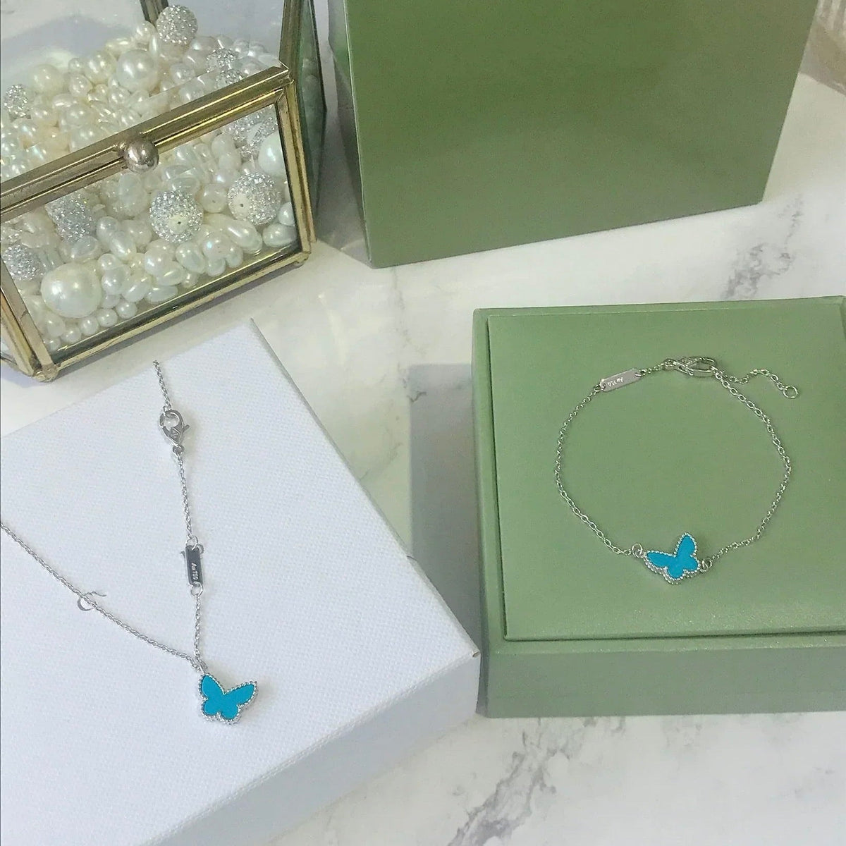 [Triumph Jewelry]BUTTERFLY TURQUOISE BUTTERFLY BRACELET SILVER