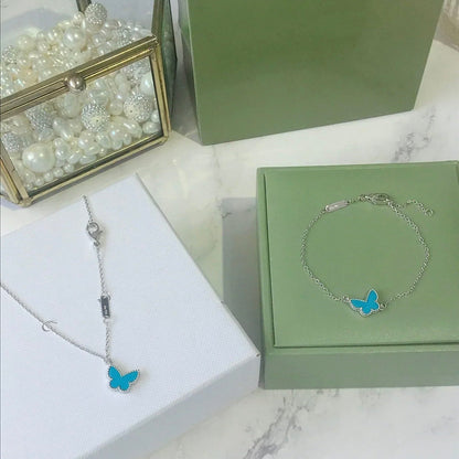 [Triumph Jewelry]BUTTERFLY TURQUOISE BUTTERFLY BRACELET SILVER