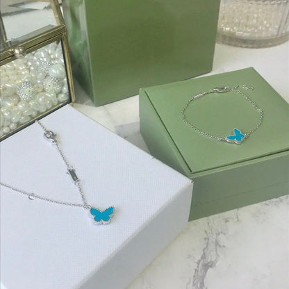 [Triumph Jewelry]BUTTERFLY TURQUOISE BUTTERFLY BRACELET SILVER
