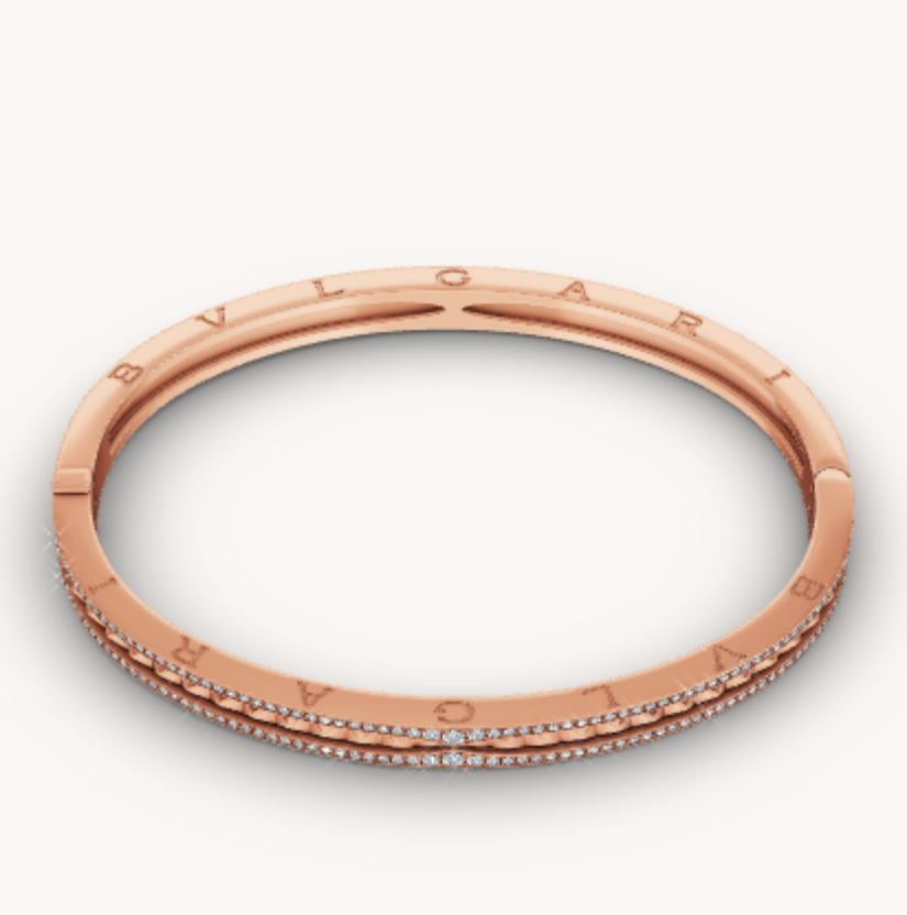 [Triumph Jewelry]ZERO 1 SPIRAL AND PAVED DIAMOND PINK GOLD BRACELET