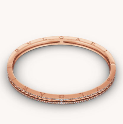[Triumph Jewelry]ZERO 1 SPIRAL AND PAVED DIAMOND PINK GOLD BRACELET