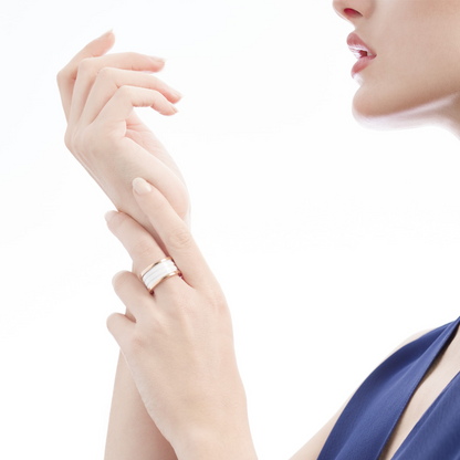 [Triumph Jewelry]ZERO 1 FOUR-BAND LOOPS AND WHITE CERAMIC SPIRAL PINK GOLD RING
