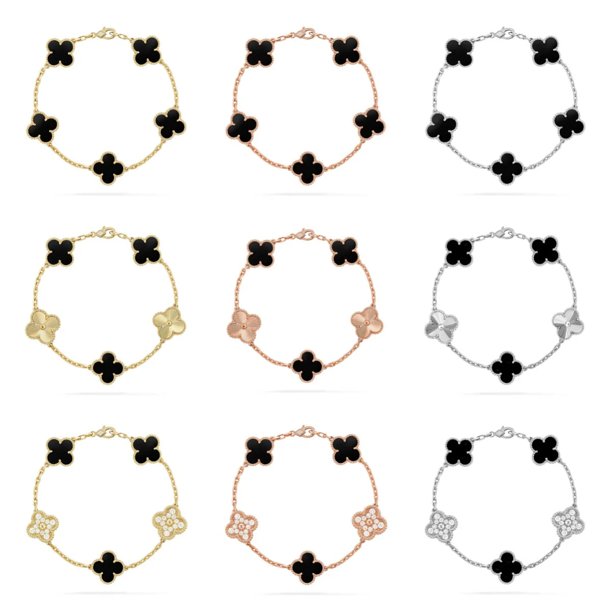 [Triumph Jewelry] CLOVER 5 MOTIF ONYXS BRACELET COLLECTION