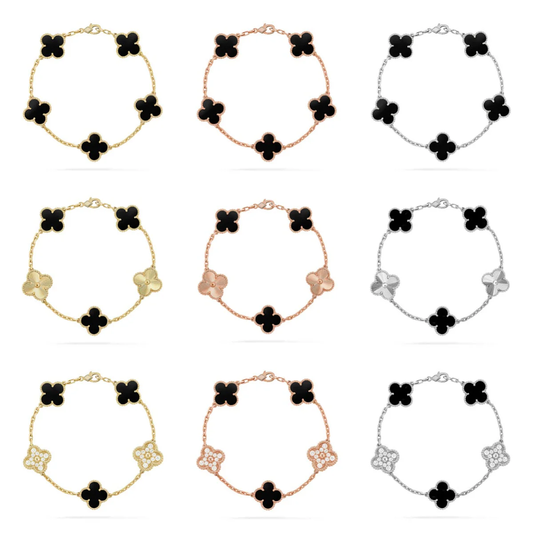 [Triumph Jewelry] CLOVER 5 MOTIF ONYXS BRACELET COLLECTION