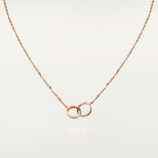 [Triumph Jewelry]LOVE DOUBLE RING HALF DIAMOND NECKLACE