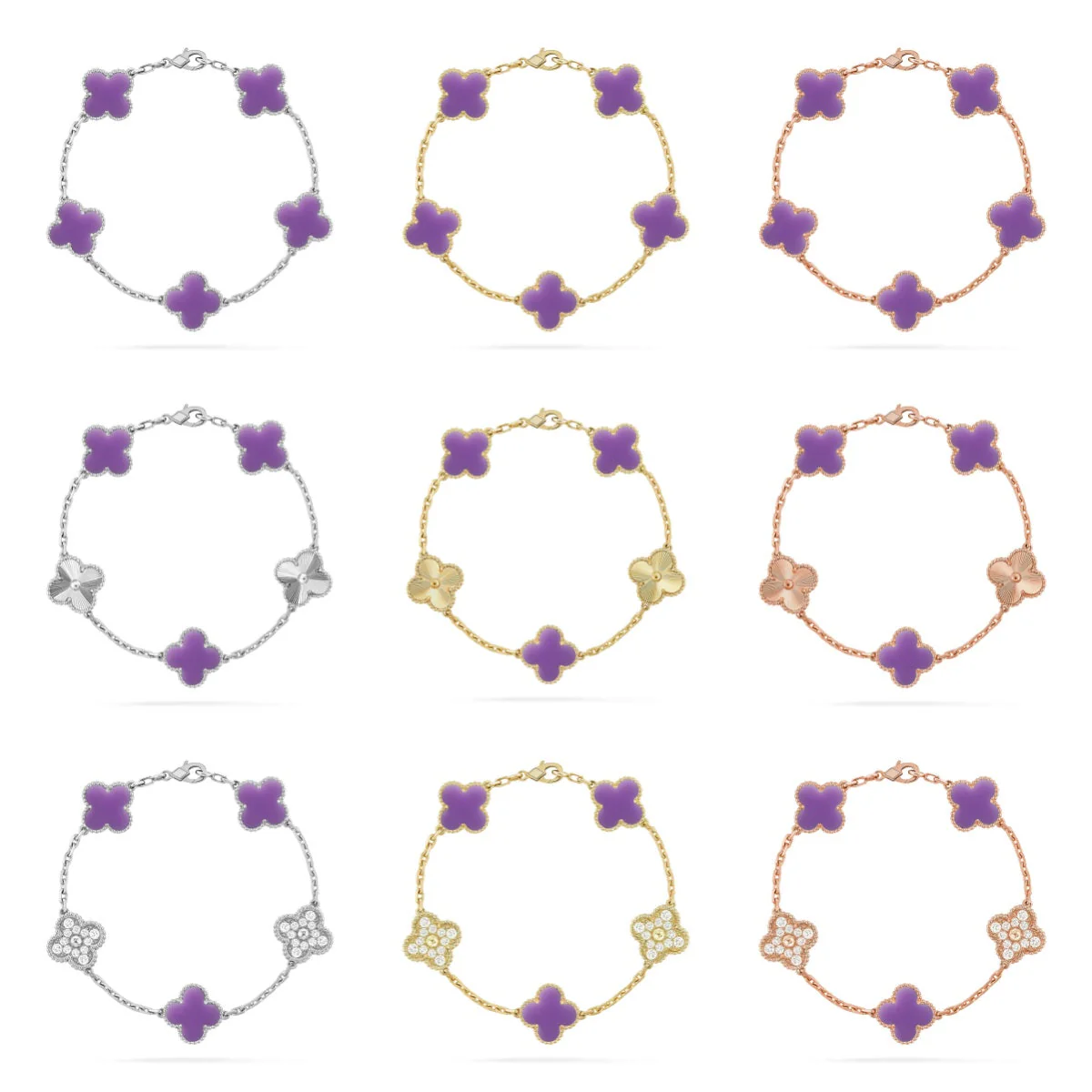 [Triumph Jewelry]CLOVER 5 MOTIF LIGHT PURPLE BRACELET COLLECTION