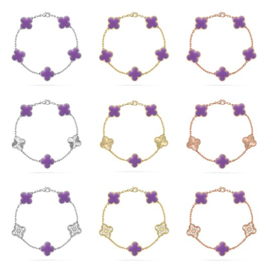 [Triumph Jewelry]CLOVER 5 MOTIF LIGHT PURPLE BRACELET COLLECTION