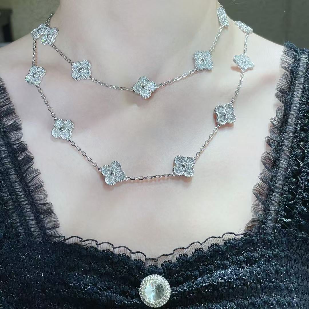 [Triumph Jewelry]CLOVER 20 MOTIFS FULL-DIAMOND NECKLACE