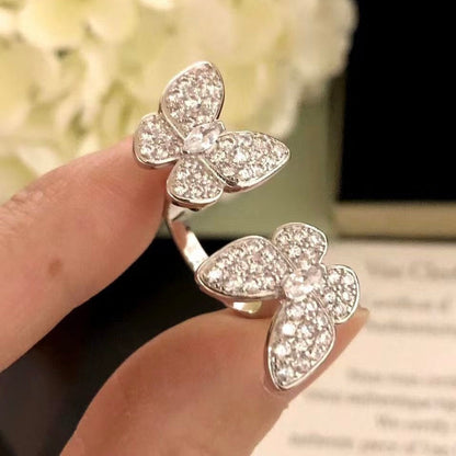 [Triumph Jewelry]TWIN SILVER BUTTERFLY DIAMOND RING