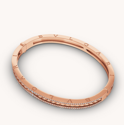 [Triumph Jewelry]ZERO 1 SPIRAL AND PAVED DIAMOND PINK GOLD BRACELET