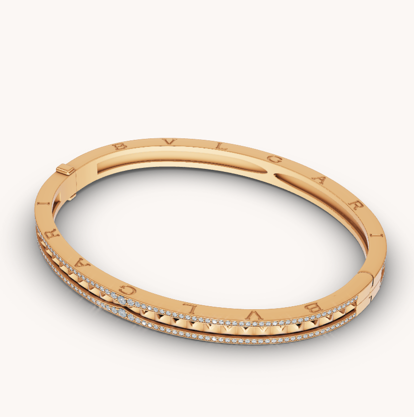 [Triumph Jewelry]ZERO 1 SPIRAL AND PAVED DIAMOND GOLD BRACELET
