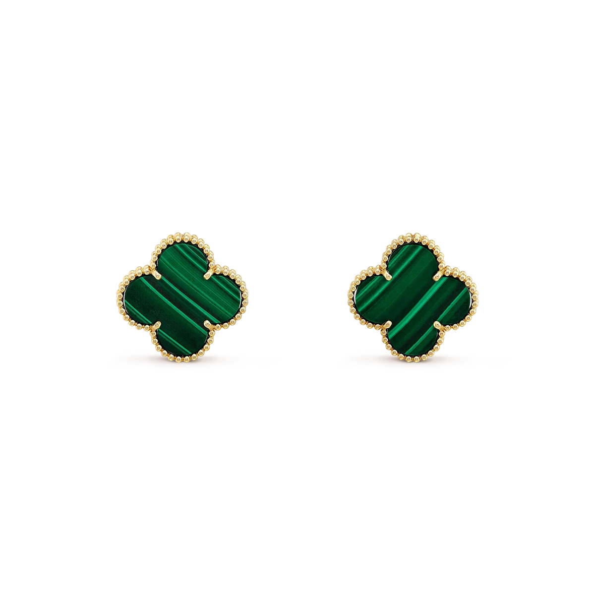 [Triumph Jewelry]CLOVER MINI 9.5MM MALACHITE  EARRINGS