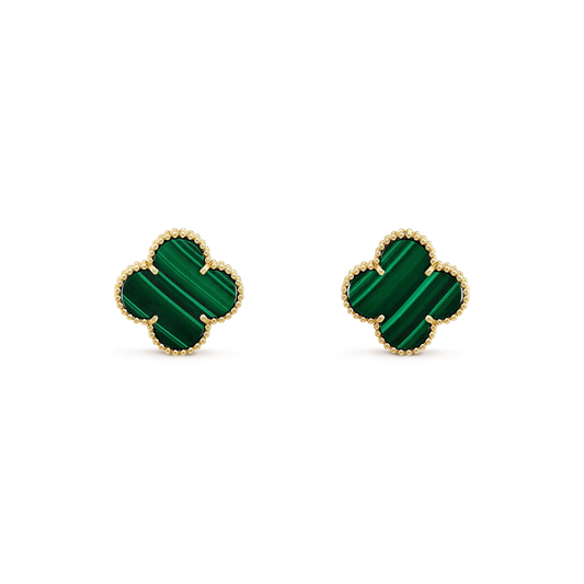 [Triumph Jewelry]CLOVER MINI 9.5MM MALACHITE  EARRINGS