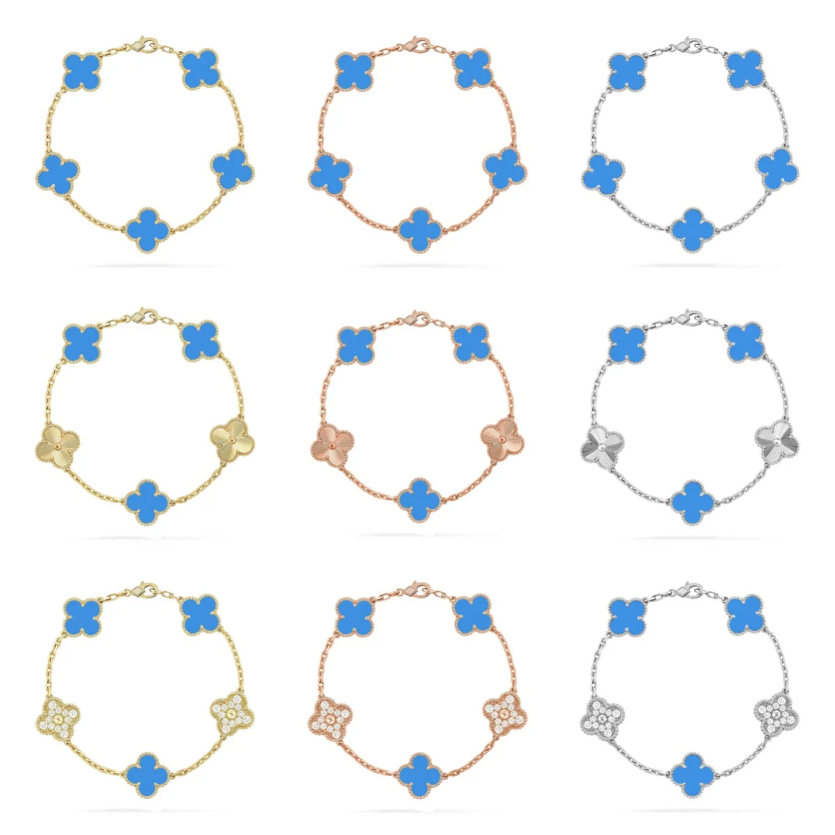 [Triumph Jewelry] CLOVER 5 MOTIF BLUE AGATE BRACELET COLLECTION