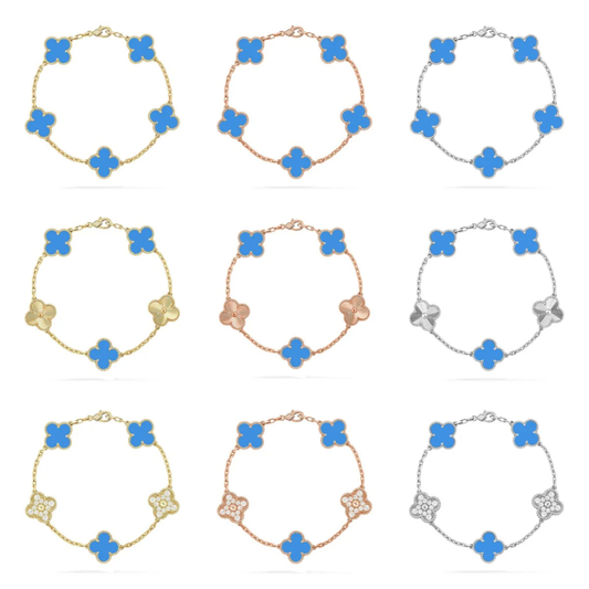 [Triumph Jewelry] CLOVER 5 MOTIF BLUE AGATE BRACELET COLLECTION