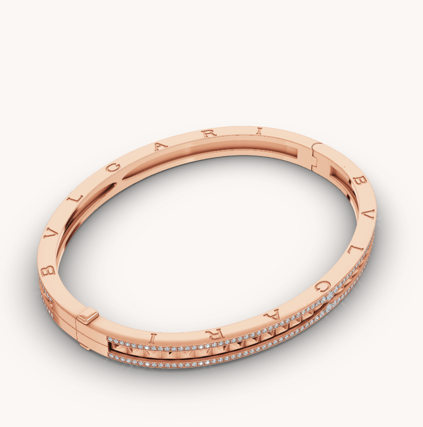[Triumph Jewelry]ZERO 1 SPIRAL AND PAVED DIAMOND PINK GOLD BRACELET