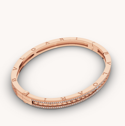 [Triumph Jewelry]ZERO 1 SPIRAL AND PAVED DIAMOND PINK GOLD BRACELET