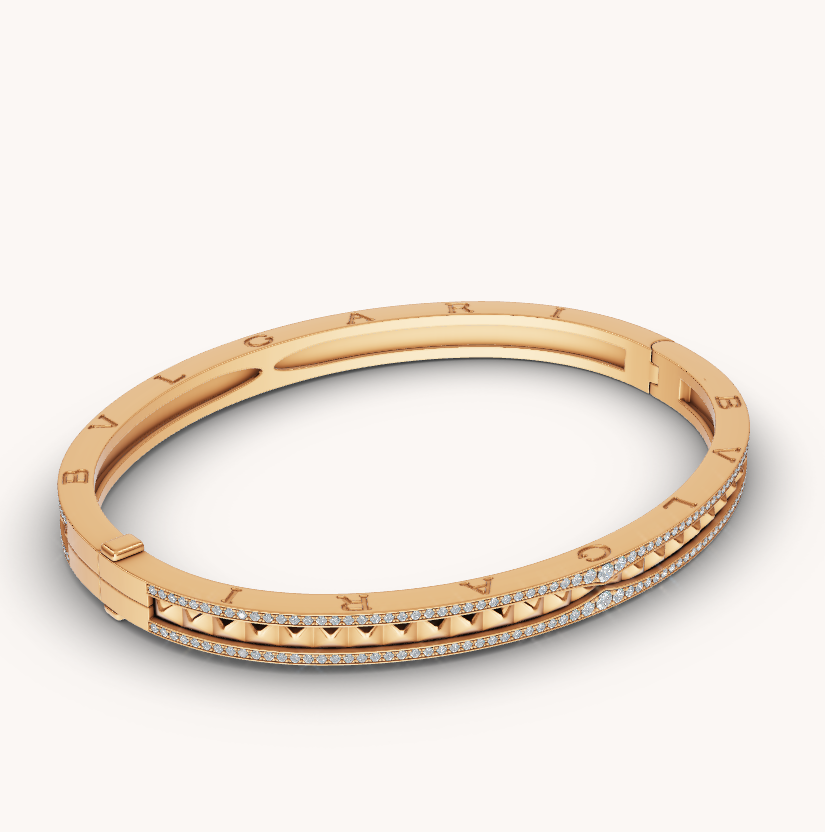 [Triumph Jewelry]ZERO 1 SPIRAL AND PAVED DIAMOND GOLD BRACELET