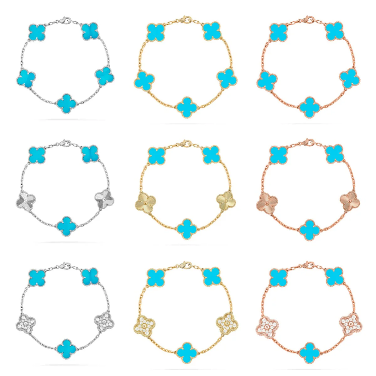[Triumph Jewelry] CLOVER 5 MOTIF TURQUOISE BRACELET COLLECTION