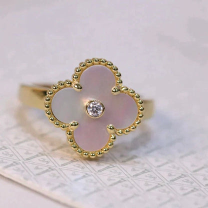 [Triumph Jewelry]CLOVER PINK MOP RING GOLD DIAMOND