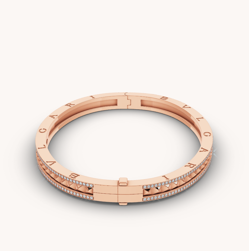 [Triumph Jewelry]ZERO 1 SPIRAL AND PAVED DIAMOND PINK GOLD BRACELET