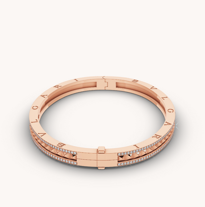 [Triumph Jewelry]ZERO 1 SPIRAL AND PAVED DIAMOND PINK GOLD BRACELET
