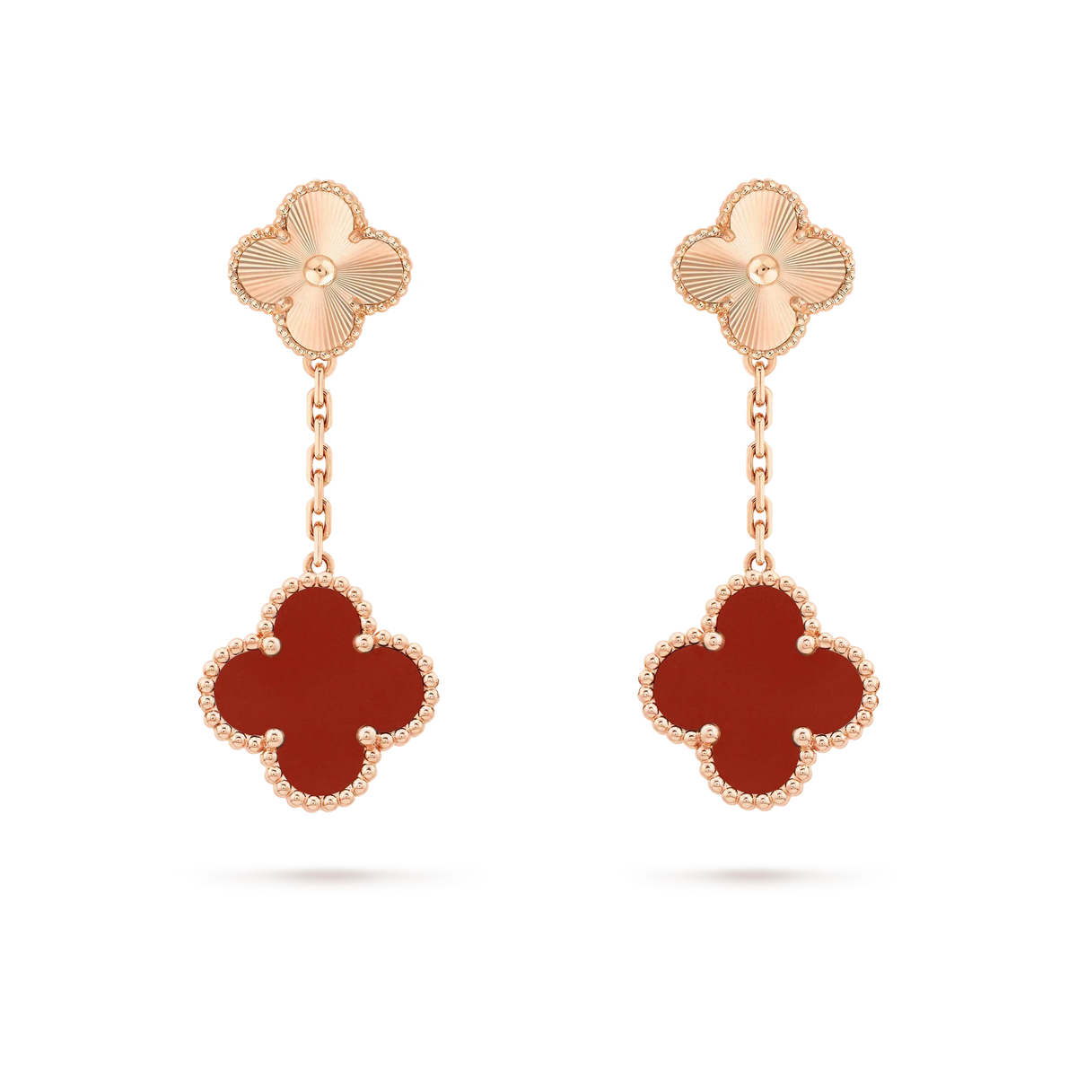 [Triumph Jewelry]CLOVER 2 MOTIF  LASER CARNELIAN EARRINGS