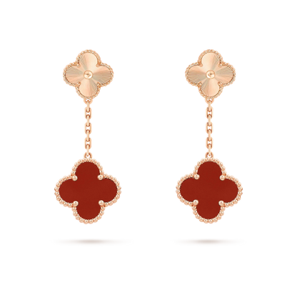 [Triumph Jewelry]CLOVER 2 MOTIF  LASER CARNELIAN EARRINGS