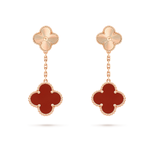 [Triumph Jewelry]CLOVER 2 MOTIF  LASER CARNELIAN EARRINGS