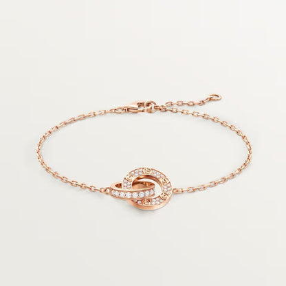 [Triumph Jewelry]LOVE DOUBLE RING FULL DIAMOND BRACELET