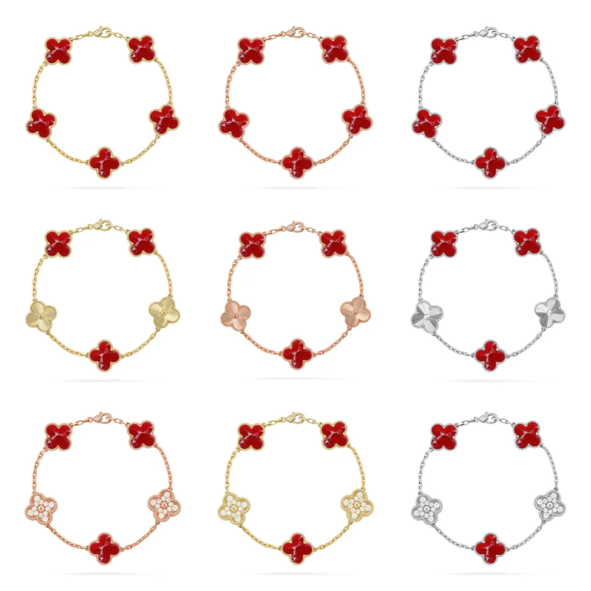 [Triumph Jewelry]CLOVER 5 MOTIF RED PATTERN BRACELET COLLECTION