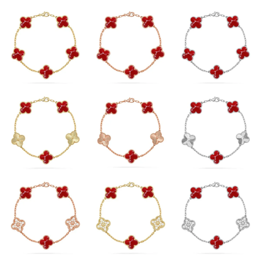 [Triumph Jewelry]CLOVER 5 MOTIF RED PATTERN BRACELET COLLECTION