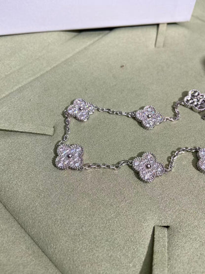 [Triumph Jewelry]CLOVER 10 MOTIFS  FULL DIAMOND NECKLACE