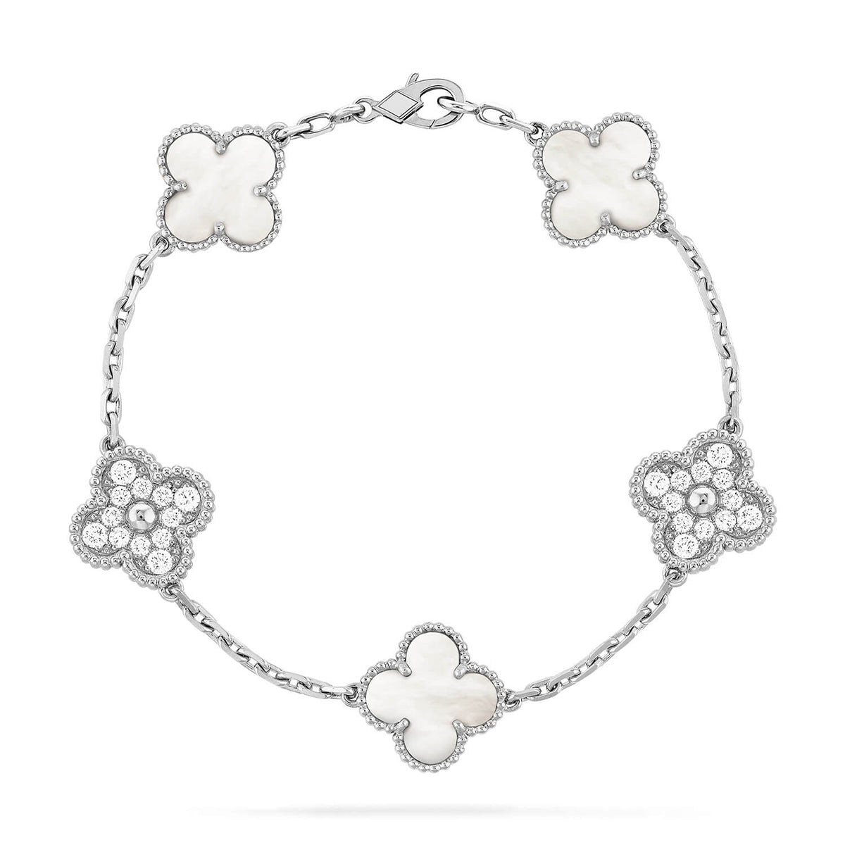 [Triumph Jewelry]CLOVER WHITE PEARL MOP 5 MOTIF BRACELET COLLECTION