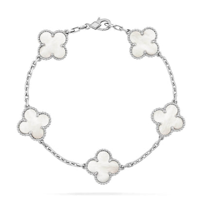 [Triumph Jewelry]CLOVER WHITE PEARL MOP 5 MOTIF BRACELET COLLECTION