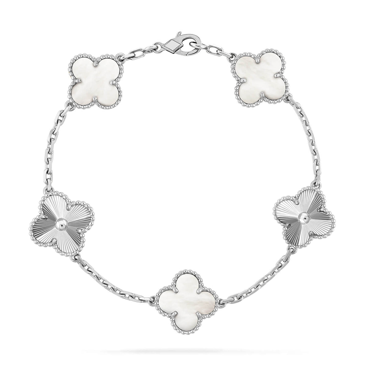 [Triumph Jewelry]CLOVER WHITE PEARL MOP 5 MOTIF BRACELET COLLECTION