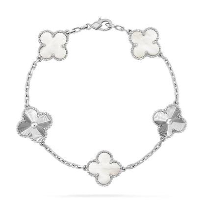 [Triumph Jewelry]CLOVER WHITE PEARL MOP 5 MOTIF BRACELET COLLECTION