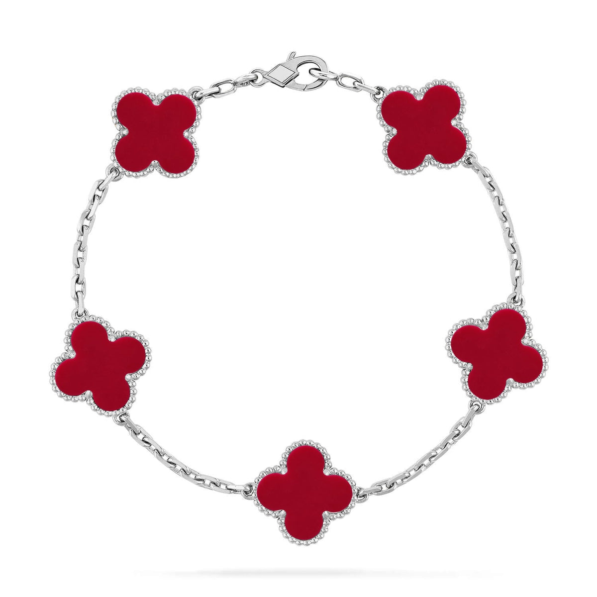 [Triumph Jewelry] CLOVER 5 MOTIF RED CORNELIAN BRACELET COLLECTION