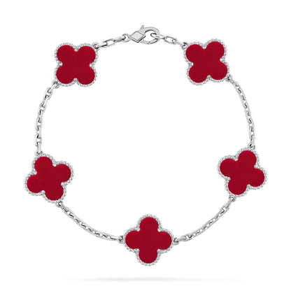 [Triumph Jewelry] CLOVER 5 MOTIF RED CORNELIAN BRACELET COLLECTION